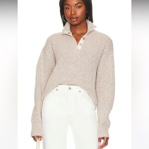 525 Boxy Snap Front Henley in Oat